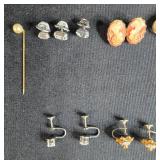 Collection of Vintage Costume Jewelry with Necklace, Earrings, Brooches, and Lockets - display not inc