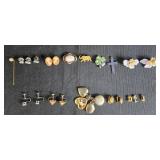 Collection of Vintage Costume Jewelry with Necklace, Earrings, Brooches, and Lockets - display not inc