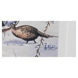 Framed Set of 3 Les Kouba Pheasant Art Prints 24x14 Inch