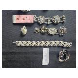 Assorted Vintage Jewelry Collection Including Trifari Bracelet and Leaf Necklace - display not inc