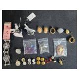 Assorted Vintage Jewelry Collection Including Trifari Bracelet and Leaf Necklace - display not inc