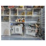 Beading and Jewelry Making Supply Lot with Tray - Jump Rings, Swarovski Crystals, Cord, Assorted Beads