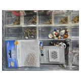 Beading and Jewelry Making Supply Lot with Tray - Jump Rings, Swarovski Crystals, Cord, Assorted Beads