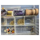 Beading and Jewelry Making Supply Lot with Tray - Jump Rings, Swarovski Crystals, Cord, Assorted Beads