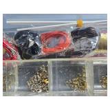 Beading and Jewelry Making Supply Lot with Tray - Jump Rings, Swarovski Crystals, Cord, Assorted Beads