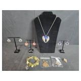 Collection of Costume Jewelry with Americana Necklace and Earrings - displays not inc