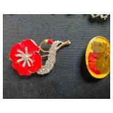 Collection of Vintage Costume Jewelry Including Earrings Brooches and Pins - displays not inc