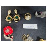Collection of Vintage Costume Jewelry Including Earrings Brooches and Pins - displays not inc