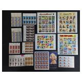 Collection of Unused U.S. Postage Stamp Sheets and Blocks