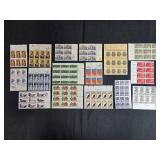 Collection of Unused Vintage US Postage Stamp Sheets and Blocks