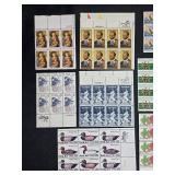 Collection of Unused Vintage US Postage Stamp Sheets and Blocks