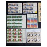 Collection of Unused Vintage US Postage Stamp Sheets and Blocks
