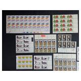 Collection of Unused Vintage US Postage Stamp Sheets and Blocks