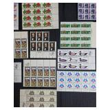 Collection of Unused Vintage US Postage Stamp Sheets and Blocks