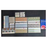 Collection of Unused US Postage Stamp Sheets with Stamp Collecting Guide
