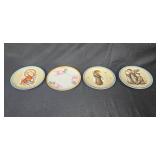 Set of 4 Collector Plates - Hummel Christmas 1972, 1974, 1975 & Hand-Painted Floral