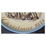 Set of 4 Collector Plates - Hummel Christmas 1972, 1974, 1975 & Hand-Painted Floral