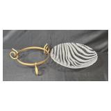 Glass Serving Bowl with Gold Metal Stand