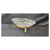 Glass Serving Bowl with Gold Metal Stand