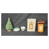Bavaria Decor and Porcelain Collection with Sled Photo Frame, Ceramic Tree, and Winterling Cup and Saucer