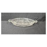 Cut Glass Serving Dish with 3 Matching Small Bowls
