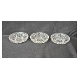 Cut Glass Serving Dish with 3 Matching Small Bowls