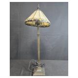 Tiffany-Style Stained Glass Table Lamp with Metal Base