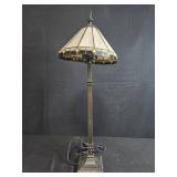 Tiffany-Style Stained Glass Table Lamp with Metal Base