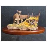 Terry Redlin Sharing the Bounty Porcelain Deer Sculpture Limited Edition with Box - antler repaired