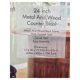 24 Inch Metal and Wood Counter Stool with Swivel Seat