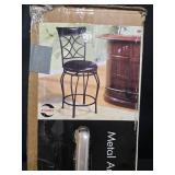 24 Inch Metal and Wood Counter Stool with Swivel Seat