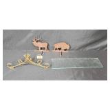 Decorative Rustic Metal Wall Hooks with Animal Motifs and Glass Shelf