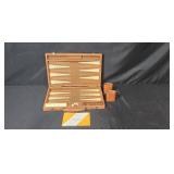 Vintage Backgammon Set in Faux Leather Case with Accessories