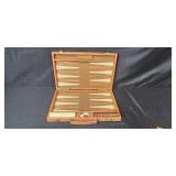 Vintage Backgammon Set in Faux Leather Case with Accessories