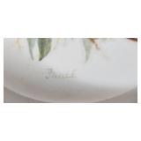 Home Decor Assortment with Bird Plates, Dale Tiffany Favrile Glass, and Ceramic Mug