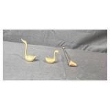 Brass Swan Figurine Pair and Candle Snuffer Set