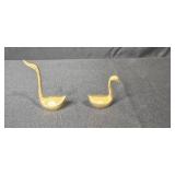 Brass Swan Figurine Pair and Candle Snuffer Set