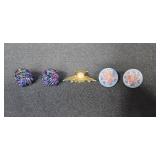 Vintage and Modern Jewelry Lot with Earrings, Bracelet, Pins and Case