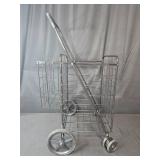 Folding Metal Utility Shopping Cart with Four Wheels