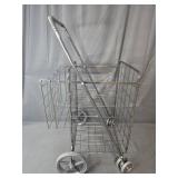 Folding Metal Utility Shopping Cart with Four Wheels