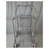 Folding Metal Utility Shopping Cart with Four Wheels