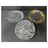 Set of Decorative Glass Plates with Assorted Designs