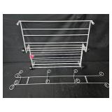 Set of Metal Wall Racks Including Multi-Tier Shelf and Scroll Hook Rack