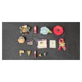 Collection of Vintage and Patriotic Brooches and Pins Holiday, Floral, and Angel Themes