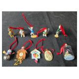 Collection of Miniature Holiday Ornaments with Red Ribbons