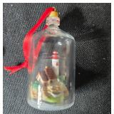 Collection of Miniature Holiday Ornaments with Red Ribbons