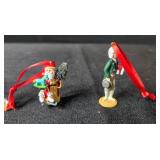 Collection of Miniature Holiday Ornaments with Red Ribbons