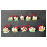 Set of Hallmark Miniature Christmas Village Ornaments 1989-1996