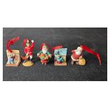 Set of Hallmark Miniature Christmas Ornaments Teddy Bears and Santa