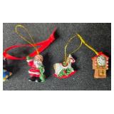 Set of Miniature Christmas Ornaments Assorted Santa and Holiday Figures
